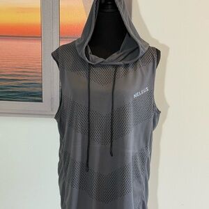 Gray Sleeveless Athletic Hoodie Tank